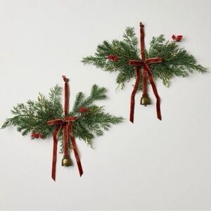 2 Pk 13" Cypress & Red Berry with Red Ribbon Mini Artificial Swag- Hearth & Hand